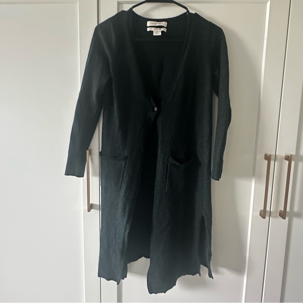 Ellen Tracy green Merino Wool Cardigan